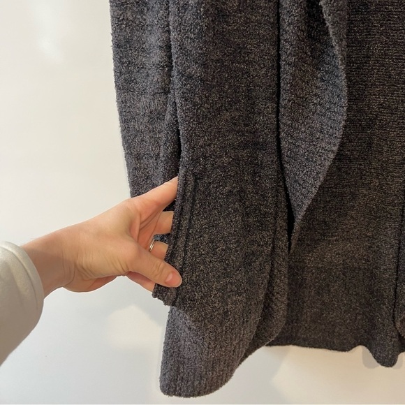 Barefoot Dreams CozyChic Lite Circle Cardigan Carbon Heathered Black - Picture 5 of 11